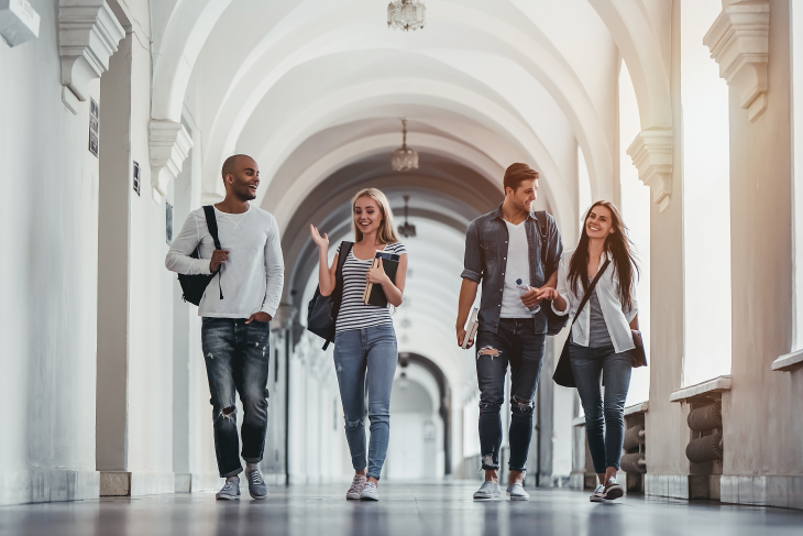 students walking on university campus