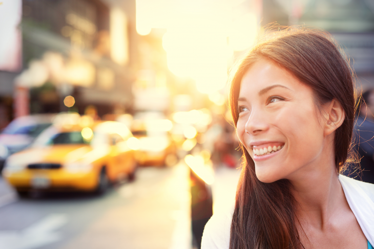 woman on street in New York City