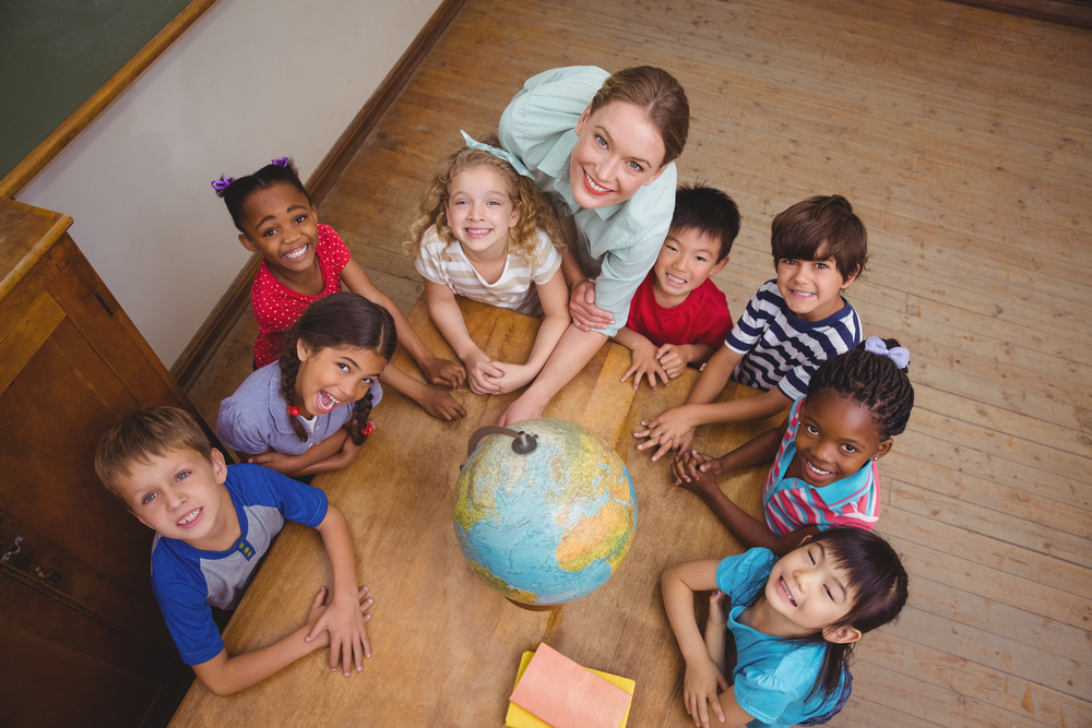 Teacher and students