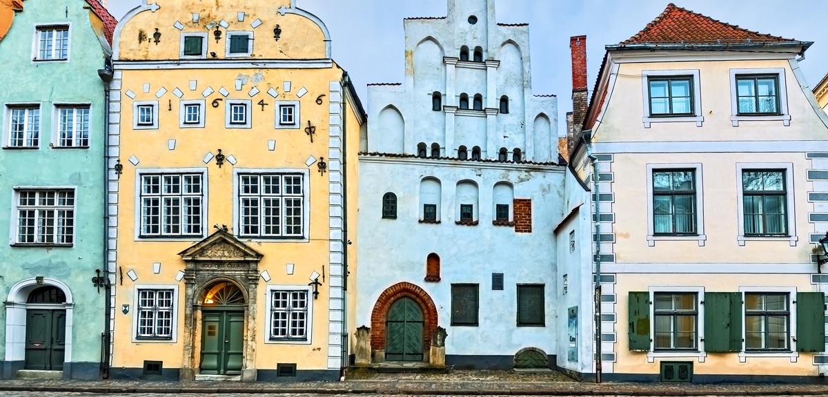 colorful row houses in latvia