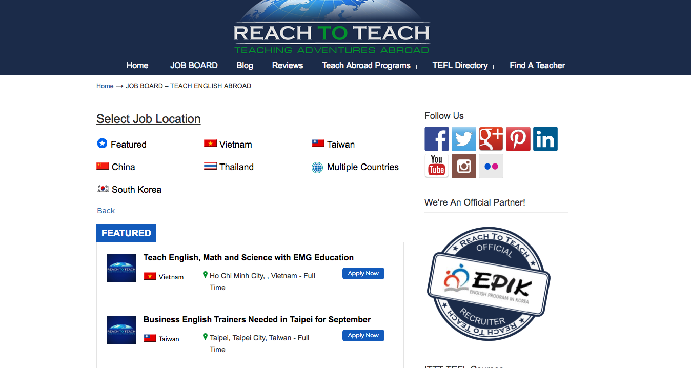 english teaching job sites