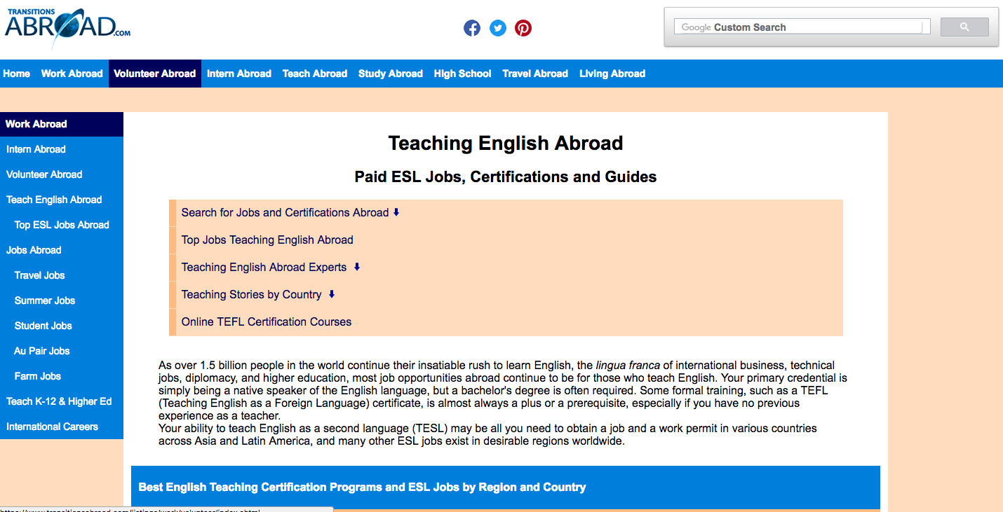 teach english abroad jobs postings