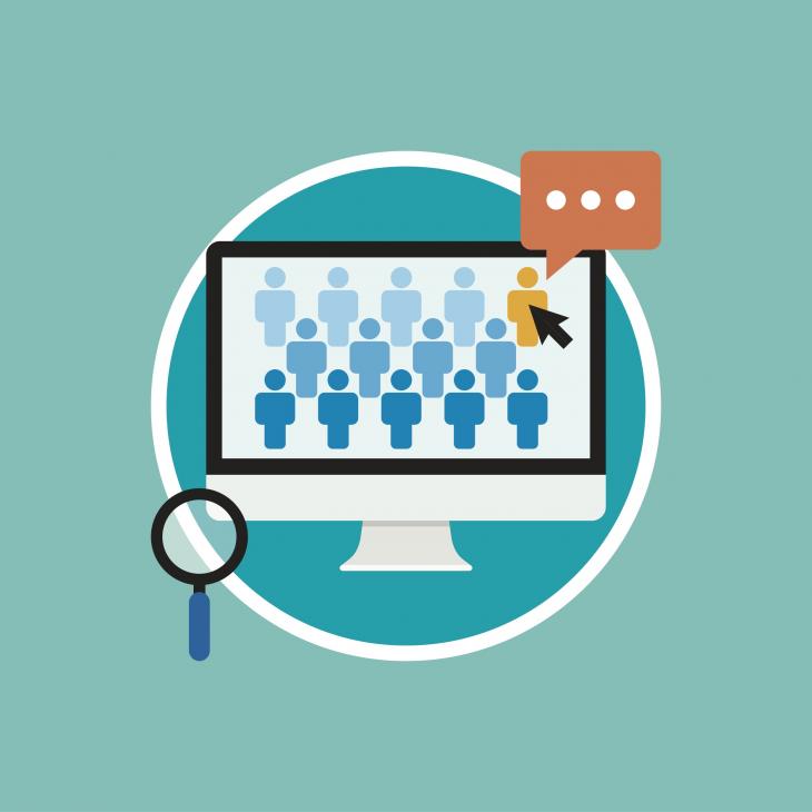 Illustration of online job fair for teacher recruitment
