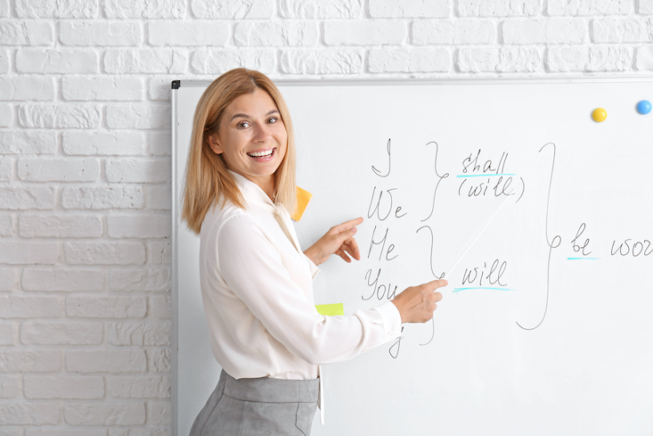 ESL teacher in front of class: ESL teacher: are ESL teachers in demand?