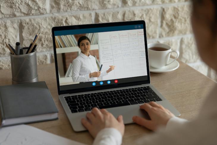 Photo of someone teaching kids English online.