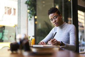 Woman finding a job online.