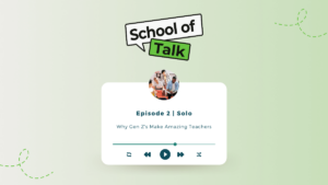 gen z podcast blog banner for school of talk teach away podcast