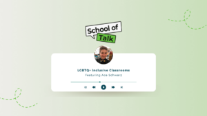 blog banner for ace schwarz who chats with us about lgbtq inclusive classrooms
