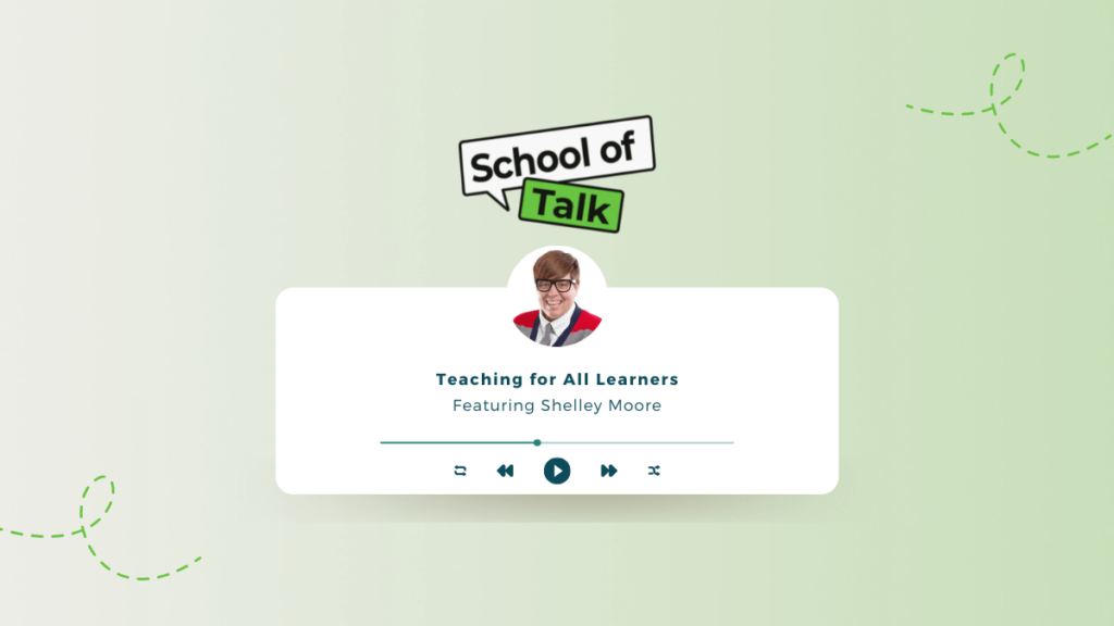 teacher podcast blog banner for inclusive education interview with shelley moore