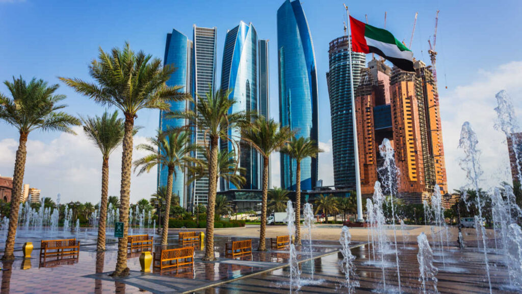 city view of abu dhabi city in the emirates, location of the emirates national schools