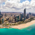 aerial view of abu dhabi city coastline