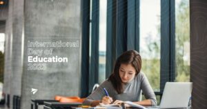 female student learning and promoting the international day of education
