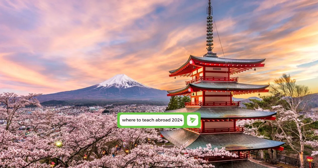 landscape of tokyo, japan with mount fuji in the background, one of the top destinations to teach abroad in 2024