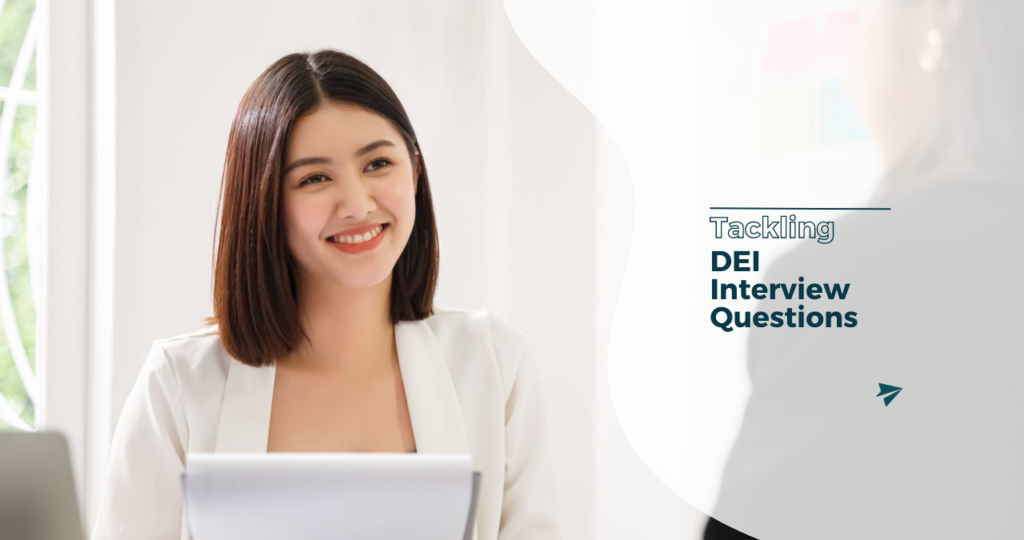 happy teacher confidently tackling dei interview questions with international school recruiter