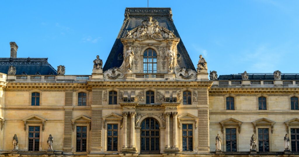 The Louvre , in Europe, in France, in Ile de France, in Paris, in summer, on a sunny day.