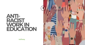 multi colored hand illustration working together to achieve anti racism in the classroom