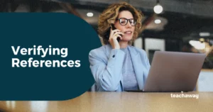 recruiter on phone verifying references for a school hire