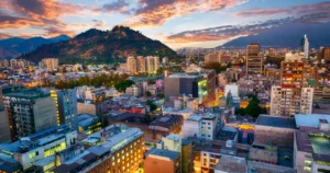 santiago de chile downtown after sunset