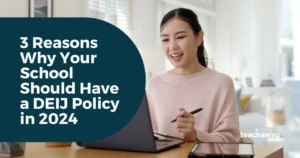 school recruiter at laptop explores why your school should have a DEIJ statement