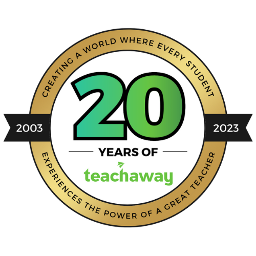 teach away's 20th anniversary logo