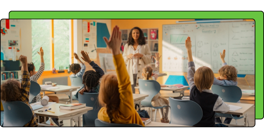 teacher utilizing AI Tools with students to create classroom resources