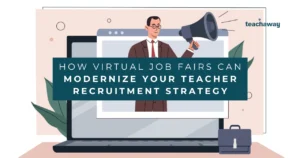 recruiter hiring at a virtual online job fair with teach away